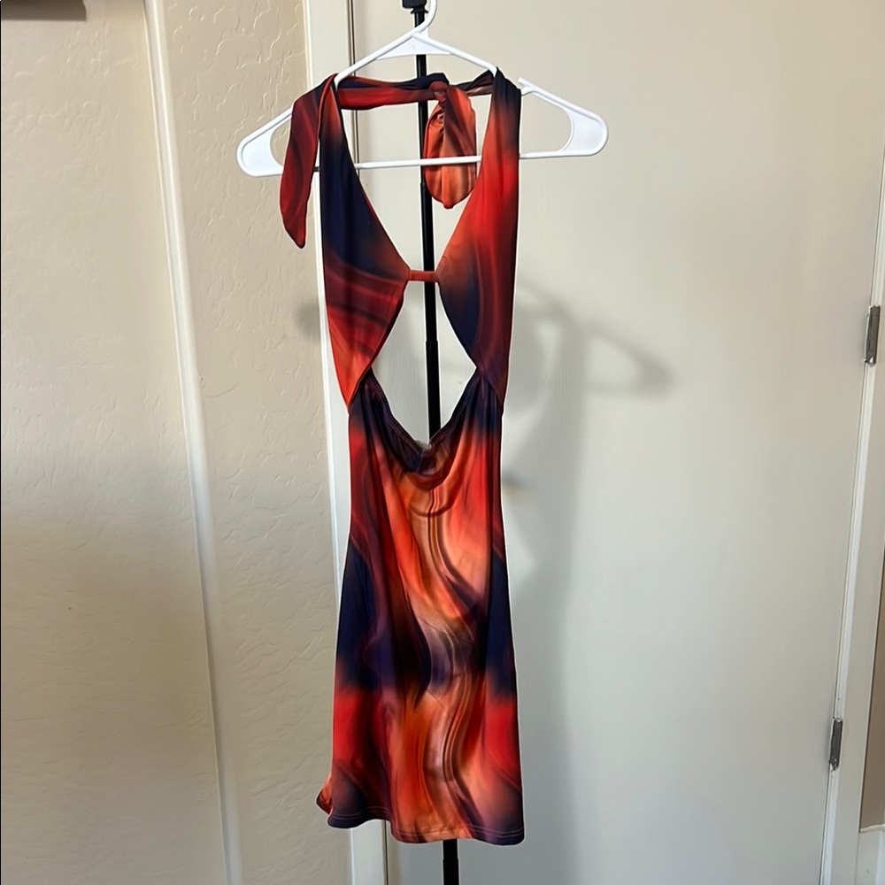 Elegant Red and Black Halter Dress